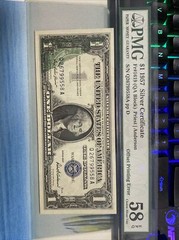 1957 $1 One Dollar Silver Certificate Error PMG Offset Printing Error Top are！