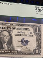 2 consecutive Narrow Error $1 1935D Obstructed overprint 58PPQ UNC Super Rare ！！