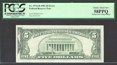 $5 1981 Partial Face to Back OFFSET Printing ERROR Federal Reserve Note!