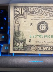 1985 United States $20 Federal Reserve OFFSET PRINTING / TRANSFER ERROR Note