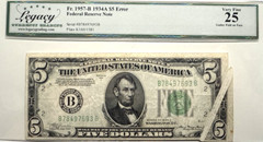 LEGACY 25 1934A 5$ GUTTER FOLD ERROR 7693B