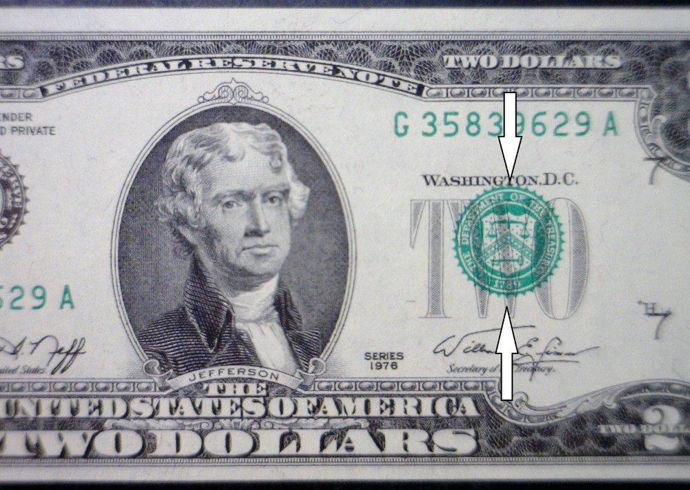 1976 ERROR $2 GEM CU 3rd Print Shift BICENTENNIAL Federal Reserve Note Currency