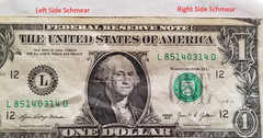 $1.00 2021 Crumpled Black Ink Schmear Offset Print Error (L851440314D)