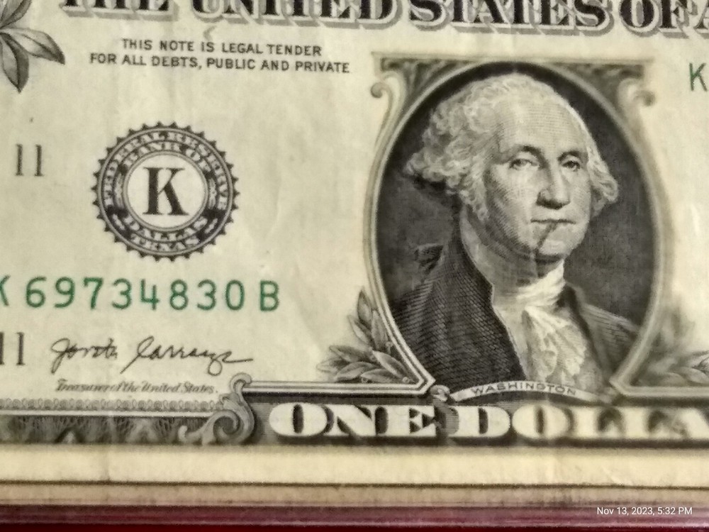 2017-Series »Mint Error » $1.00 Bill Noten »K 69734830 B
