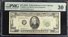 $20 FR2060 G 1950A MISALIGNMENT ERROR FRN PMG VF30 PRINT ERROR