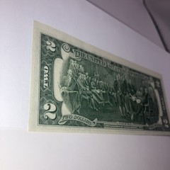 $2 ( TWO ) Dollar Bill 1976 Extreme Misalignment Fail Print Mint Con. VERY FINE