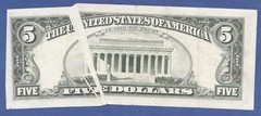 1977 $5 ERROR ♚♚LARGE GUTTER FOLD♚♚ AU++