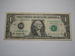 $1 1995 Small Dark Face to Back Offset Error Federal Reserve Bank Note Bill