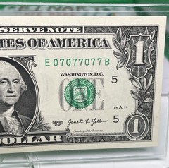 🔥 BINARY 🔥WET INK TRANSFER ERROR 🍀 LUCKY 7’s UNC 💎GEM Fancy Serial Number