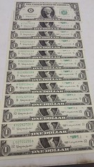 1963 $1.00 GEM UNCIRCULATED FEDERAL RESERVE NOTE COMPLETE BANK SET