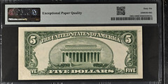 1950A $5 Silver Certificate Fr1962-D Printed Fold Error – PMG 66 Gem UNC EPQ
