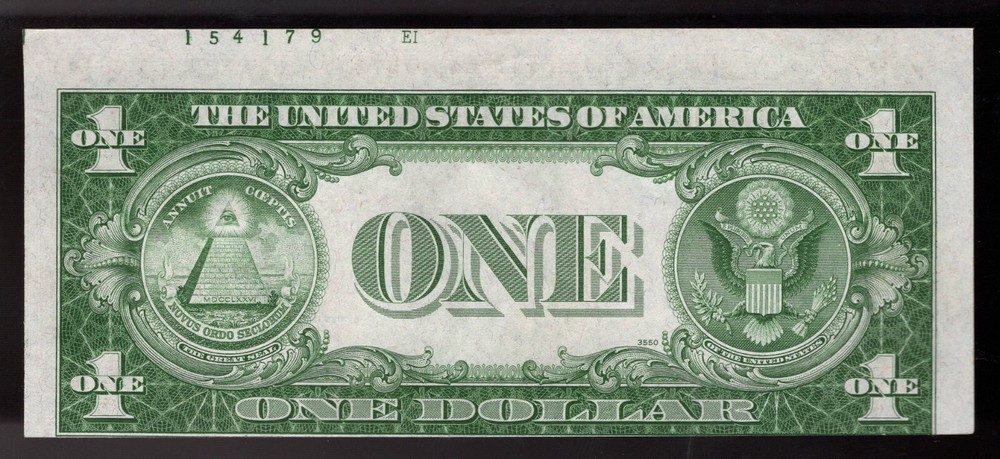 $1 1935 A Silver Certificate Major Misalignment Error W/PRINT PLATE # ON TOP UNC