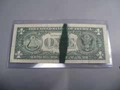 ERROR Note: INK SMEAR. 1974 $1 One Dollar FRN Note. B/C Block.