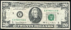 1969-C $20 FRN FEDERAL RESERVE NOTE »MULTIPLE GUTTERFOLD ERRORS »