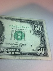 Major Error 1974 $50 FRN Note – Double Gutter Folds – Misprinted Currency