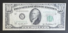 Major Off Center Error 1950B $10 Federal Reserve Note L San Francisco Crisp Rare