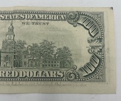 1990 $100 Bill Misalignment & Bleed Through Back Error Rare Federal Reserve Note
