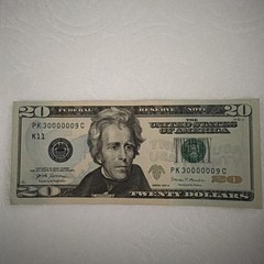 Series 2017 A $20 “6-In-A-Row 0’s” S/N PK 30000009 C Uncirculated Banknote
