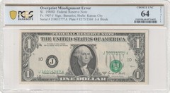 PCGS64 CHOICE UNC MAJOR OVERPRINT MISALIGNMENT ERROR 5777A