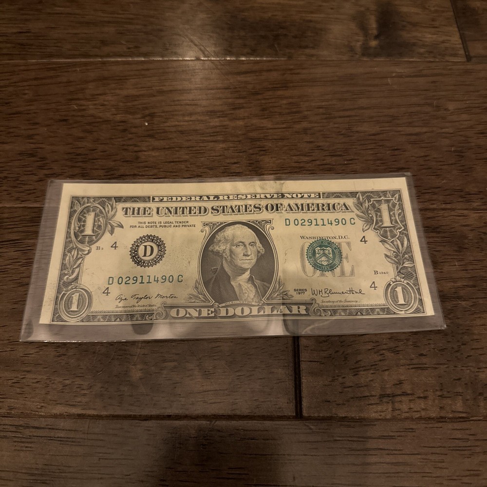 1977 $1 DOLLAR BILL ERROR NOTE ..MISALIGNED, MISPRINT, OFFSET