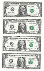 $1 1995 BP 295 Engraving Error Dallas KJ Set of 4 Run 5 F P 382 GEM Crisp Unc.