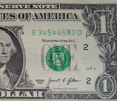 2021 $1 DOLLAR BILL INSUFFICIENT INK ERROR FT WORTH MINT
