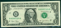 $1.00 FRN – New York, DRAMATIC OVERINKING ERROR reverse, 2003, Fr. #1928B, UNC
