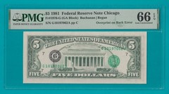1981 $5 FRN Chicago Overprint on Back ERROR – PMG GEM UNC 66EPQ (STK# 14)