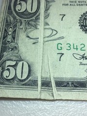 Major Error 1974 $50 FRN Note – Double Gutter Folds – Misprinted Currency