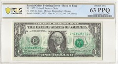 1977 $1 ERROR – Back to Face Offset Printing PCGS 63 PPQ CHICAGO – SUPER NICE!