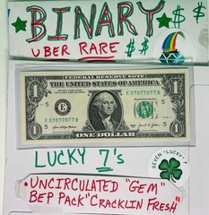 🔥 BINARY 🔥WET INK TRANSFER ERROR 🍀 LUCKY 7’s UNC 💎GEM Fancy Serial Number