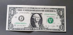 Misaligned, Miscut One Dollar bill US Currency Off center Error Different Cut