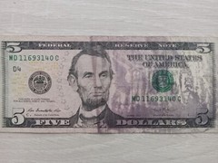 5 Dollar Bill: EXTREME Over-Inked Misprint