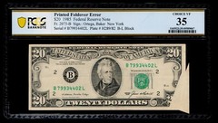 Printed Foldover Error 1985 $20 Federal Reserve Note PCGS VF 35