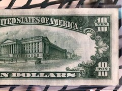 1950 $10. FEDERAL RESERVE NOTE w/ 3rd PRINT SHIFT RIGHT ERROR EXCELLENT COND