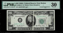 GUTTER FOLD ERROR $20 1950-A FR NOTE FR.#2060-A* BOSTON **STAR NOTE** PMG VF30