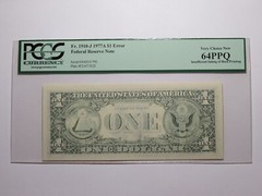 $1 1977 Insufficient Inking Print Error Federal Reserve Bank Note Currency PCGS
