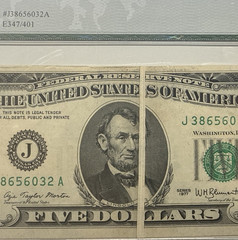 LEGACY50 1977 $5 GUTTER FOLD ERROR CROSS FACE 6032A