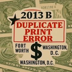 2013 B Duplicate Serial Number Error $1 B 07366253 * Fort Worth,TX Star Note !