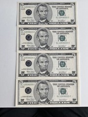 Error 4 Consecutive 《Heavy Ink Over Black Seal & Back》 2003 $5，UNC Super Rare!