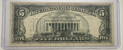 FACE TO BACK OFFSET ERROR 1985 5$ MINOR DISCOLOR TOP CENTER 2433B