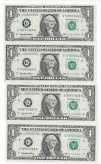 $1 1995 BP 295 Engraving error GN Run 12 Set of 4 Notes Note GEM CU