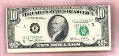 1969 C ~ $10 ~ FEDERAL RESERVE NOTE ~ MISALIGNED OFF CENTER ERROR ~ XF
