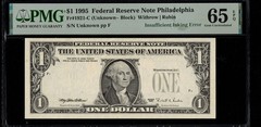 1995 $1 FRN MISSING OVER-PRINT P.M.G #65EPQ