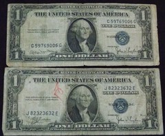 1935C & 1935D $1 Silver Certificates w/ Severe Miscut Errors FREE SHIPPING
