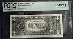 $1 1988A 2 Errors In 1 Note Missing Third Printing / Print Face On Back PCGS 65