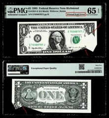 PRINTED FOLD ERROR 1995 $1 FEDERAL RESERVE NOTE PMG 65 EPQ