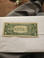 1957 One DOLLAR $1 SILVER CERTIFICATE OFF CENTER ERROR CUT Misalignment