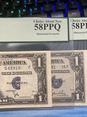 2 consecutive Narrow Error $1 1935D Obstructed overprint 58PPQ UNC Super Rare ！！