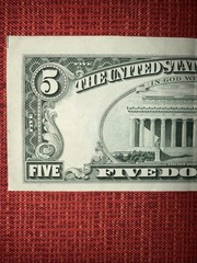 $5 Bill Series 1995 Vintage L52022298D Fancy Quad 2s Serial Note Error Miscut